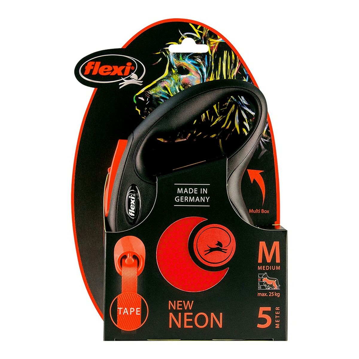 Hundebly Flexi NEW NEON 5 m Orange Størrelse M